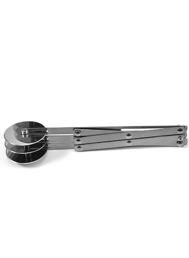 NIBEMINENT Pizza Cutter 3 Wheel Stainless Telescopic Slicer, Expandable Slicer Baking Multi-Round Pastry Knife for Pies Waffles Dough Cookies - Image 1