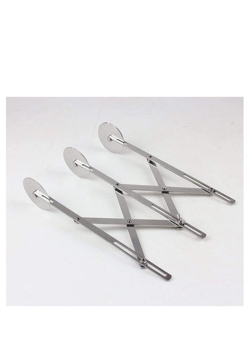 NIBEMINENT Pizza Cutter 3 Wheel Stainless Telescopic Slicer, Expandable Slicer Baking Multi-Round Pastry Knife for Pies Waffles Dough Cookies - Image 2
