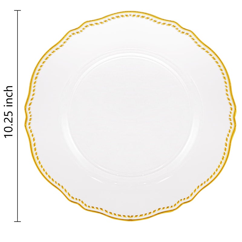 Hioasis 60pcs Clear Plastic Plates - Clear and Gold Disposable Dinnerware with Gold Rim, Heavy-duty, 10.25 inch, Dinner Plates for Party & Wedding - Image 4