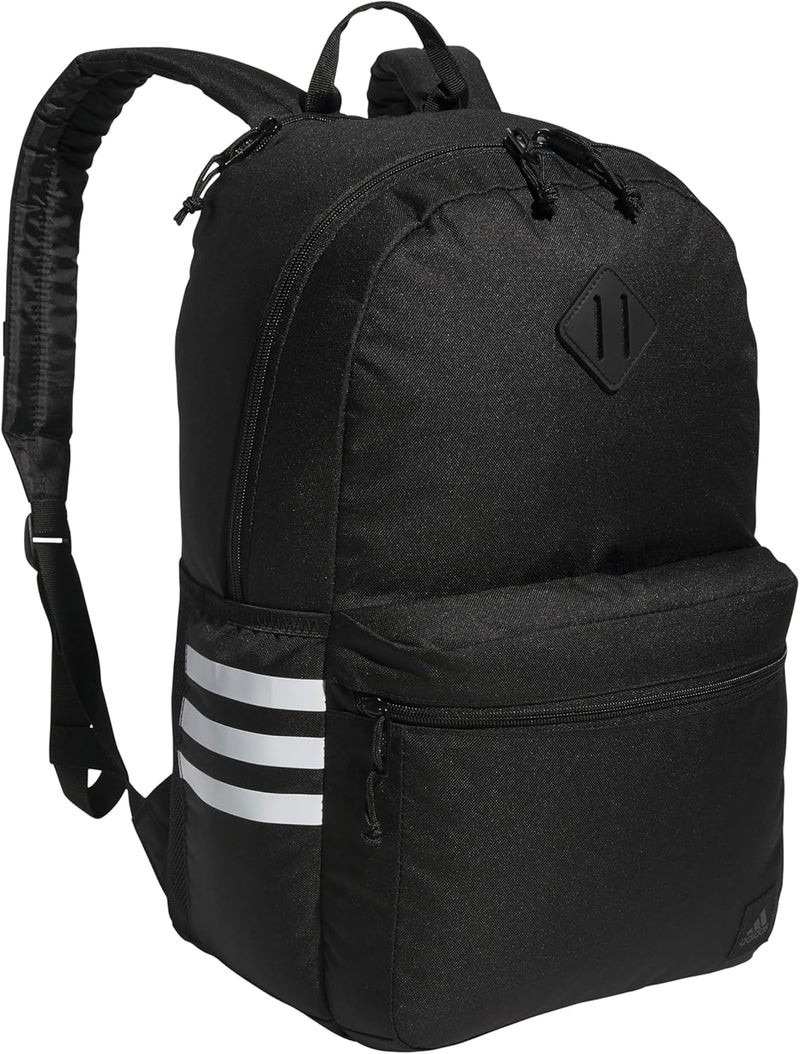 adidas Classic 3Stripe Durable Backpack Student Athletic Sport Laptop Book Bag BlackWhite50 One Size - Image 1