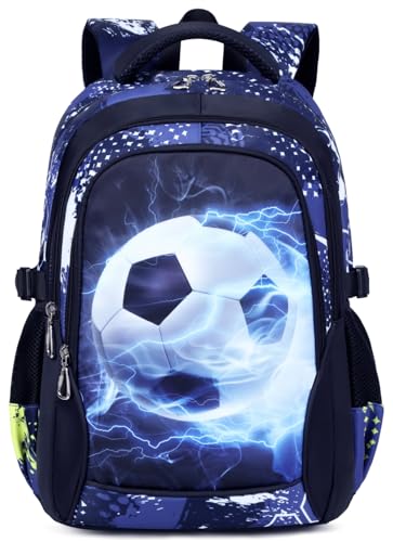 BABUN Boys Backpack for Elementary Kids Bookbag Middle School Bags Heavy Duty Soccer Laptop Durable Waterproof 18 In 1Black - Image 1