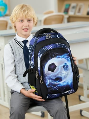 BABUN Boys Backpack for Elementary Kids Bookbag Middle School Bags Heavy Duty Soccer Laptop Durable Waterproof 18 In 1Black - Image 3