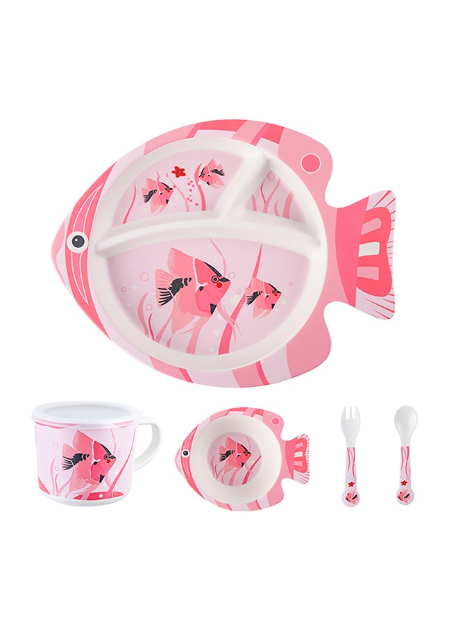 5 Piece Cartoon Dinnerware Set, Colorful Design, and Ergonomic Shape for Kids - Image 1