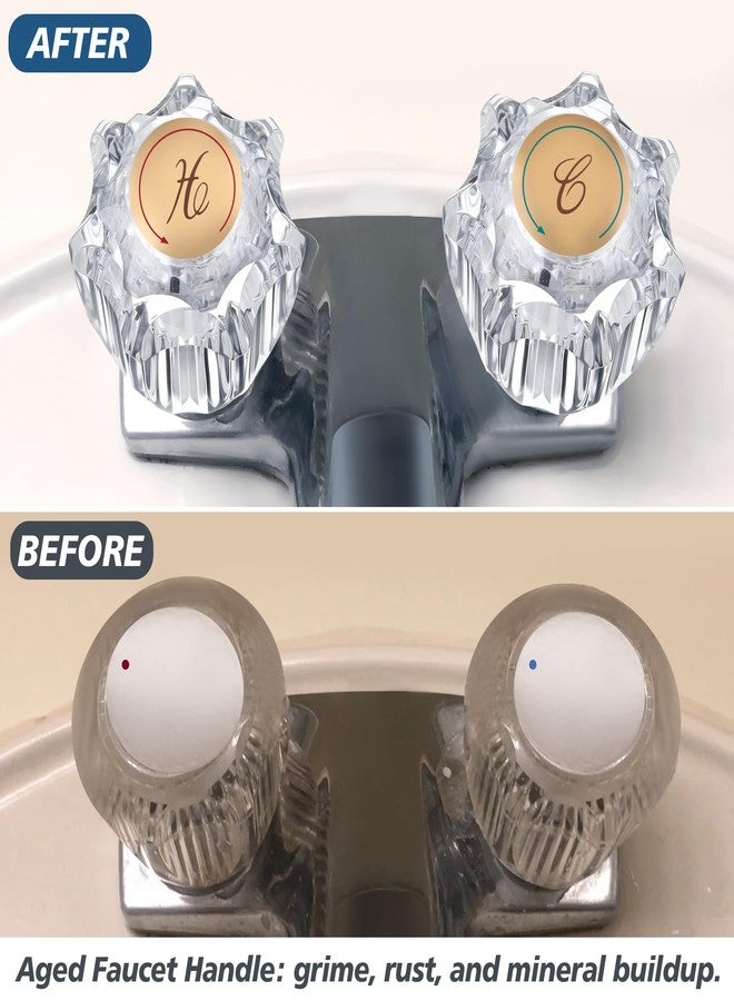 Enhon 1 Pair Bathroom Knobs Replacement, Bathtub Handles Compatible with Delta/Delex/Peerless, Hot and Cold Sink Knobs Replacement Parts in Clear Acrylic, Include Screws - Image 3