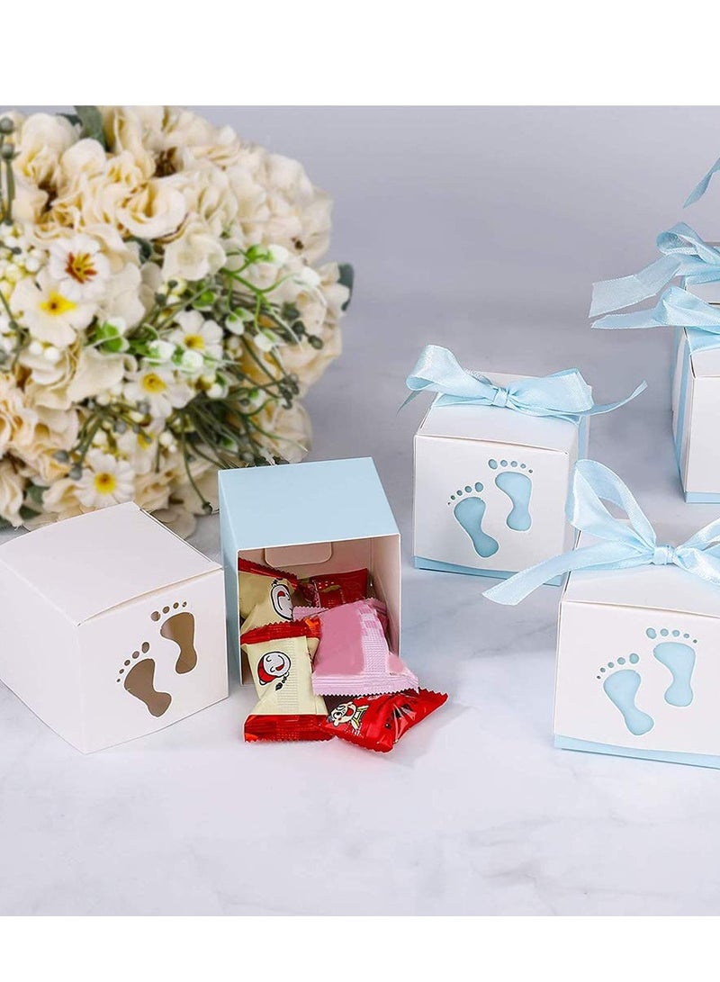 50 Baby Shower Candy Favor Gift Boxes with Ribbons for Kids Birthday and Wedding Parties in Blue - Image 4