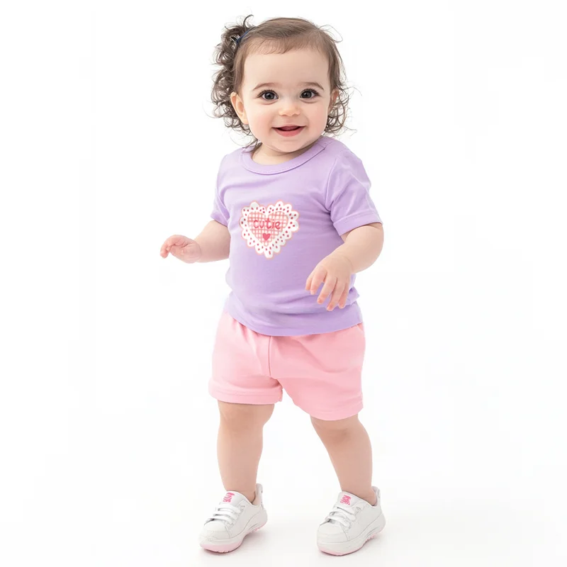 Nautinati Nautinati Girls' Cotton Cute Print Set of Top and Shorts