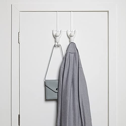 Umbra Buddy Over The Door Double Hook- Over The Door Double Hook, Decorative, Increases Storage, Storage for Coats, Hats, Scarves, Towels and More, Matte White Finish - Image 3