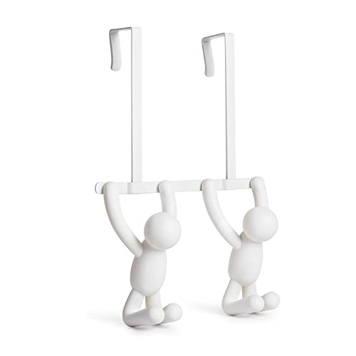 Umbra Buddy Over The Door Double Hook- Over The Door Double Hook, Decorative, Increases Storage, Storage for Coats, Hats, Scarves, Towels and More, Matte White Finish - Image 2
