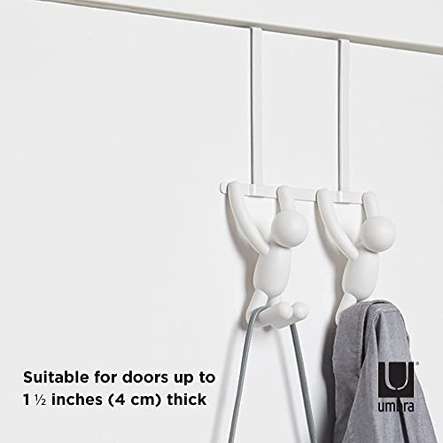 Umbra Buddy Over The Door Double Hook- Over The Door Double Hook, Decorative, Increases Storage, Storage for Coats, Hats, Scarves, Towels and More, Matte White Finish - Image 4