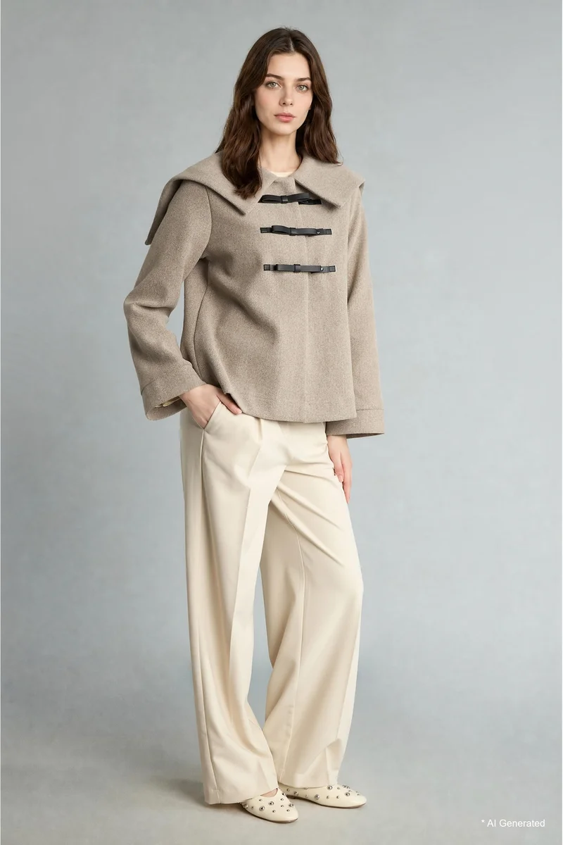 Defacto  Regular Fit Wool-Blend Jacket with Buckle Closure for Women | Best Price UAE