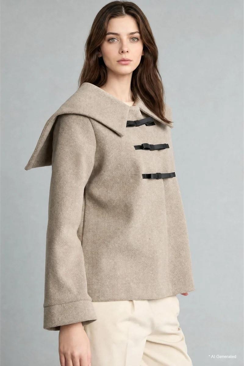 Regular Fit Wool-Blend Jacket with Buckle Closure