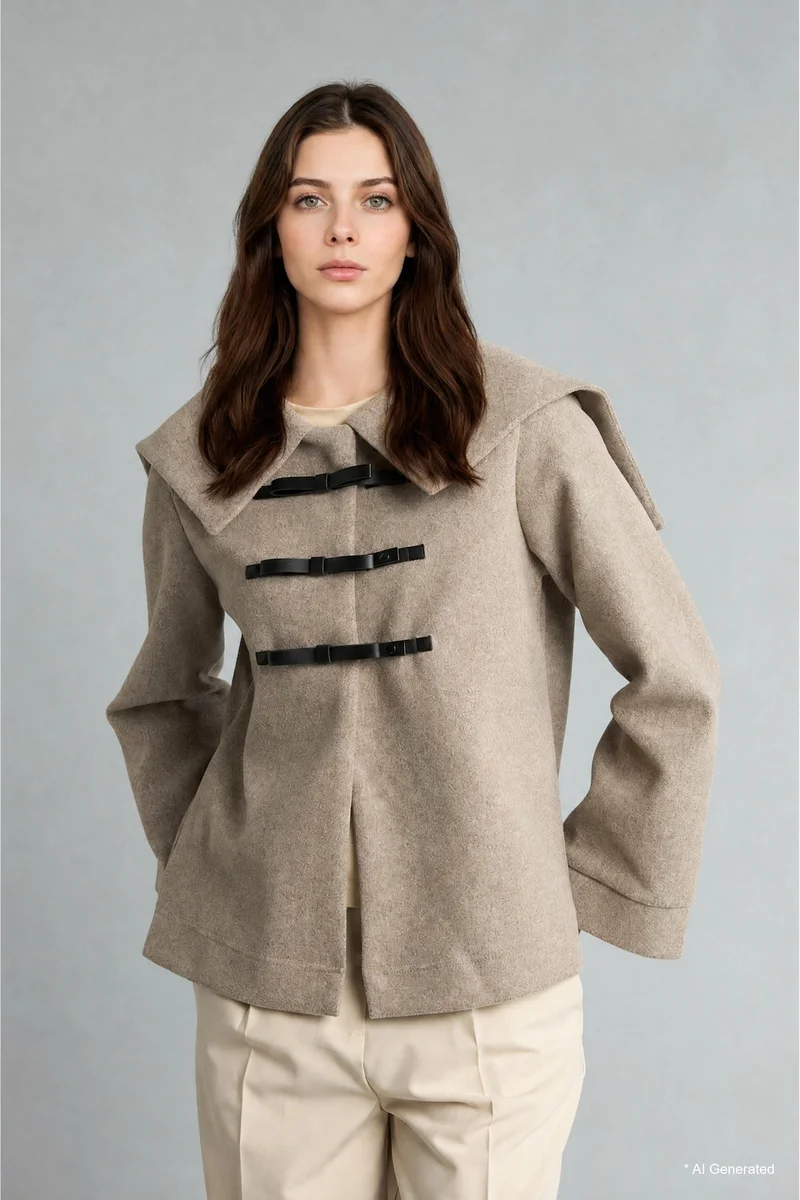 Defacto  Regular Fit Wool-Blend Jacket with Buckle Closure for Women | Best Price UAE