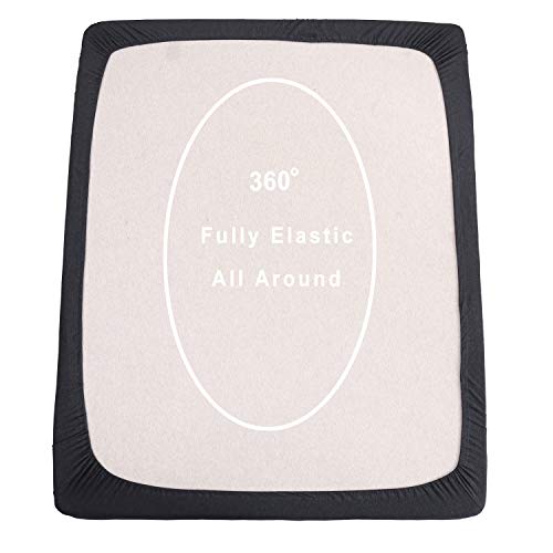 PURE ERA Jersey Knit Cotton Fitted Bottom Sheet ONLY (No Flat Sheet or Shams) Deep Pocket Up to 15" to 20" Ultra Soft Comfy Breathable Charcoal Black King - Image 4