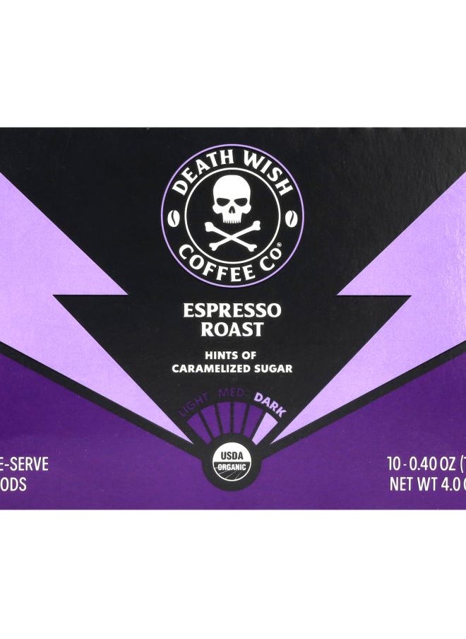 Death Wish Coffee Single-Serve Coffee Pods Espresso Roast 10 Pods 0.4 oz (11.5 g) Each 
