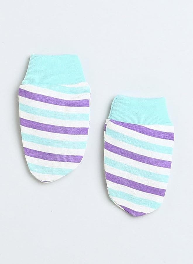 BUMZEE Cream & Mint Boys Cotton Cap Mitten Bootie Set Age - 0-3 Months (Peb9490) - Image 4