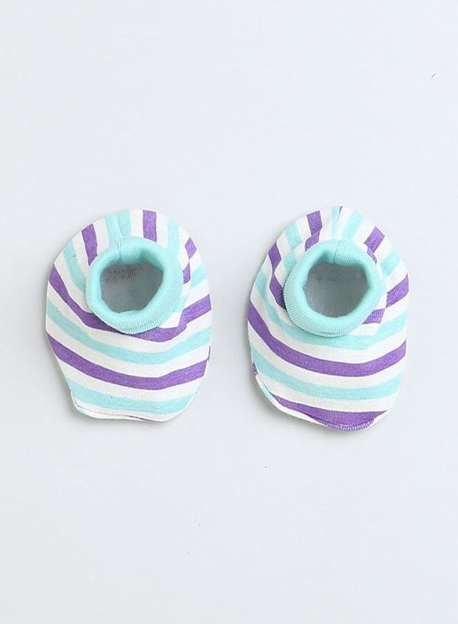 BUMZEE Cream & Mint Boys Cotton Cap Mitten Bootie Set Age - 0-3 Months (Peb9490) - Image 3