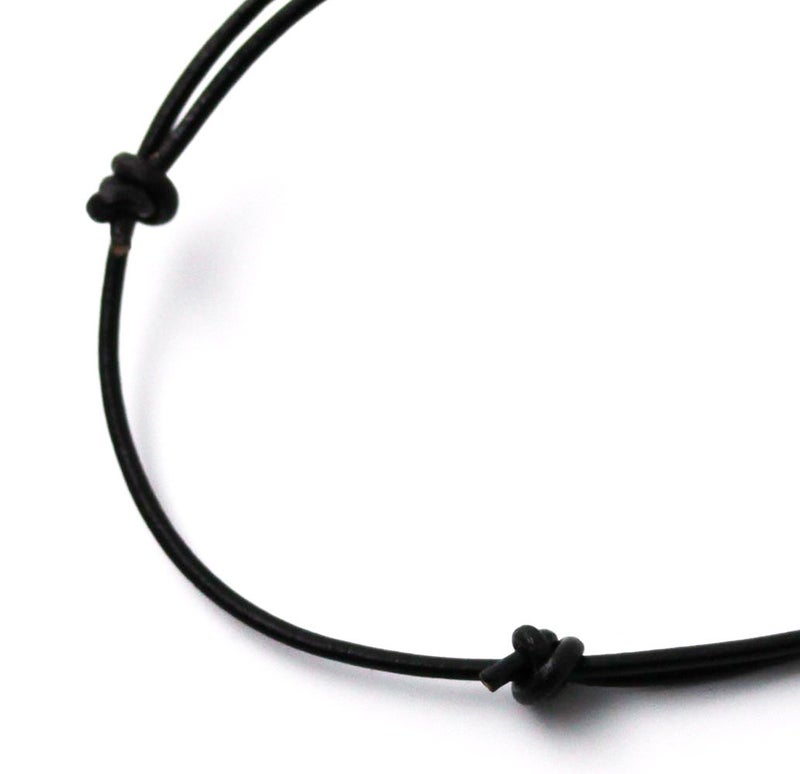 LynnAround Sturdy Beach Choker Surf Necklace Adjustable Genuine 2mm, 3mm Round Brown/Black Leather Cord (Black2mm(14"-28")) - Image 3