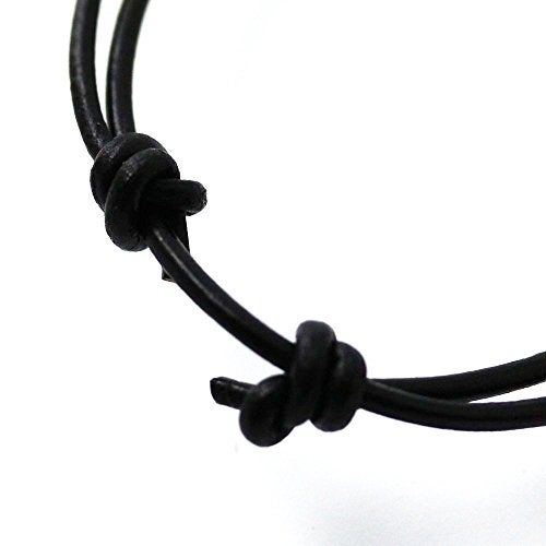 LynnAround Sturdy Beach Choker Surf Necklace Adjustable Genuine 2mm, 3mm Round Brown/Black Leather Cord (Black2mm(14"-28")) - Image 2