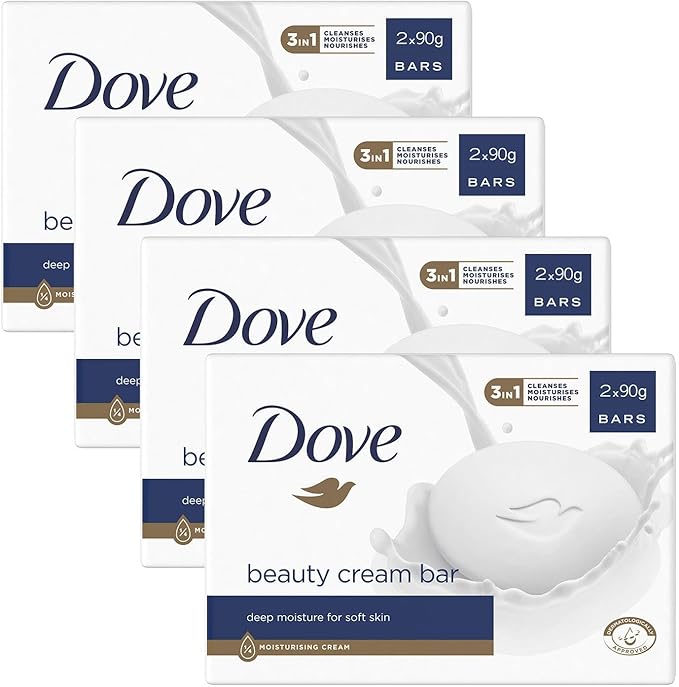 Dove صابون دوف الأصلي للجمال 3 في 1 ينظف ويرطب ويغذي صابون استحمام خالي من الكبريتات لبشرة ناعمة وسلسة مناسب للاستخدام اليومي 2x90غ 3 عبوات - Image 1