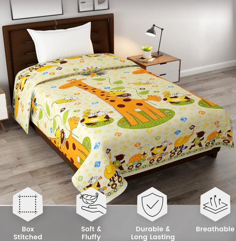 Filymore Cute Giraffe 3-Piece Kids Bedding Set - Single Bed Comforter, Matching Bedsheet & Pillow Cover - Soft Yellow and Cream Design for Children’s Room (90X60) inch - Image 2