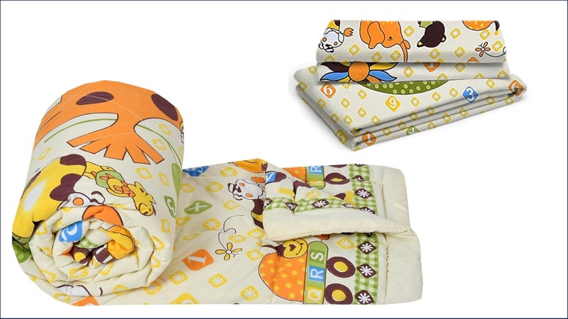 Filymore Cute Giraffe 3-Piece Kids Bedding Set - Single Bed Comforter, Matching Bedsheet & Pillow Cover - Soft Yellow and Cream Design for Children’s Room (90X60) inch - Image 1