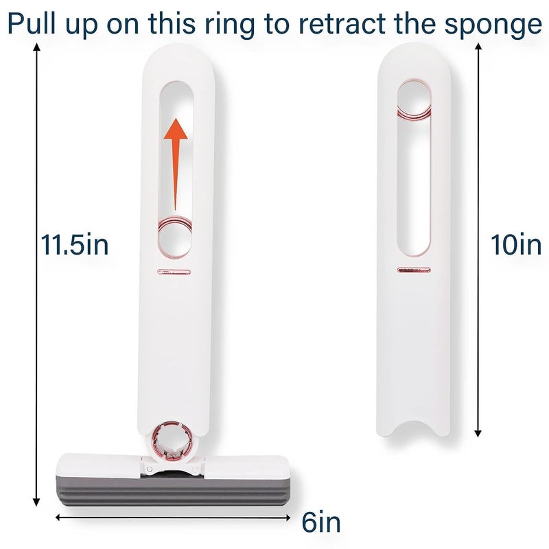 GLOWICK Glowick Sponge Absorbar Quick Cleaning Mini Mop with Poly Scrubber and Squeezing Short Hendal for Wall Kitchen Bathroom Cleaning Easy Storage 1PCs - Image 4