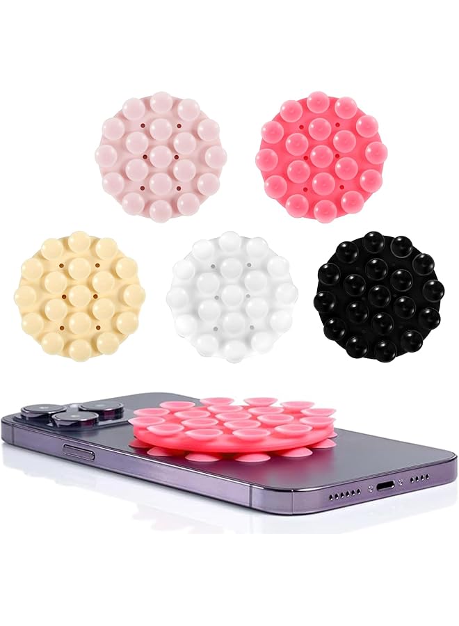 S-TOP 5-Pack Silicone Suction Phone Holders for Mirror Selfies | Double sided silicone suction holders stick to car, mirror or shower surfaces, supporting hands-free selfies, videos - Image 1