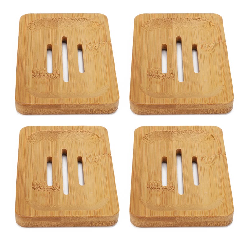 4 Pcs Bamboo Soap Dish Strong Water Resistance Sturdy Stylish Soap Holder for Home Bathroom Beauty Salon - Image 3