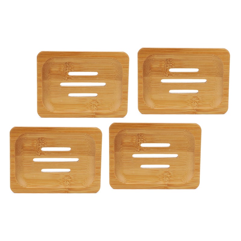 4 Pcs Bamboo Soap Dish Strong Water Resistance Sturdy Stylish Soap Holder for Home Bathroom Beauty Salon - Image 5