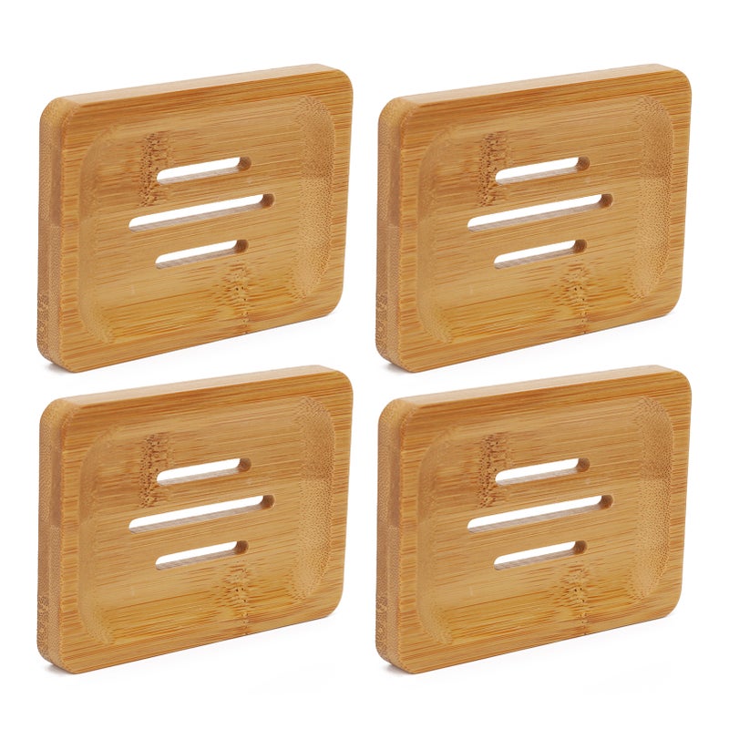 4 Pcs Bamboo Soap Dish Strong Water Resistance Sturdy Stylish Soap Holder for Home Bathroom Beauty Salon - Image 4