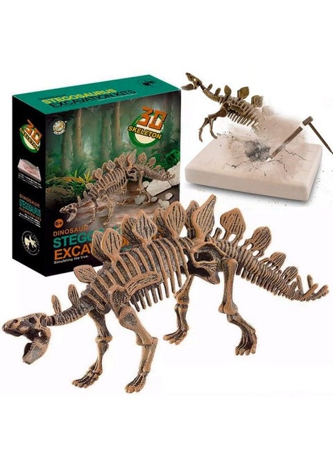 Dig & Discover Dino Stegosaurus Dinosaur Skeleton 3D Fossil Bones Excavation, Science Educational Toy Kit For Kids, Children