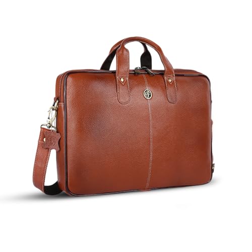 HAMMONDS FLYCATCHER Genuine Leather Office Bag for Men - 15.6 Inch Laptop Bag for Men for Professionals, Business Travelers - Adjustable Straps & Multiple Compartments - 1 Year Warranty - Tan - Image 1