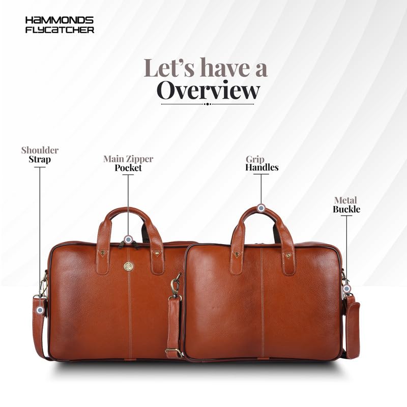 HAMMONDS FLYCATCHER Genuine Leather Office Bag for Men - 15.6 Inch Laptop Bag for Men for Professionals, Business Travelers - Adjustable Straps & Multiple Compartments - 1 Year Warranty - Tan - Image 2