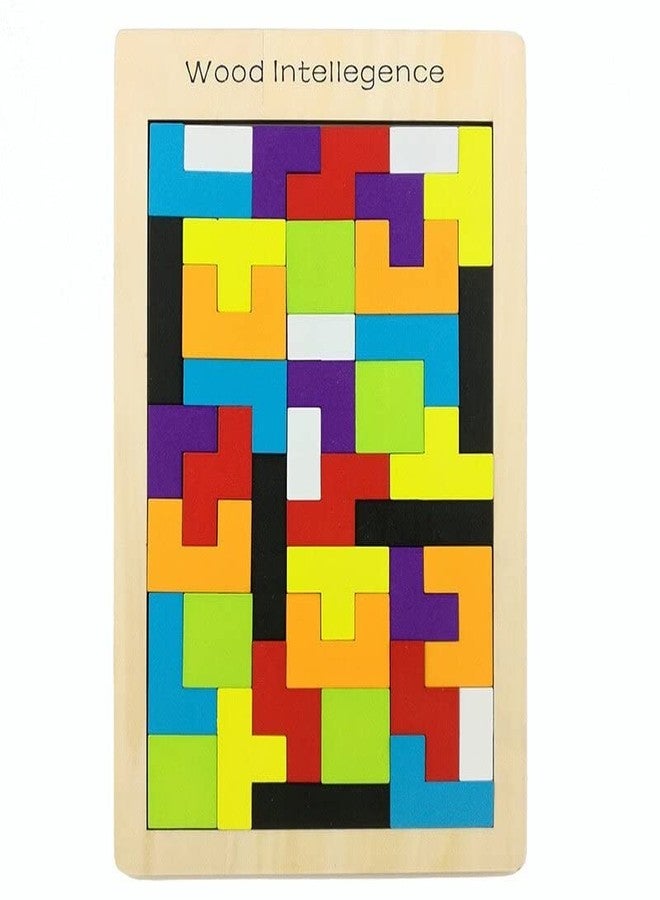 JRS TRADERS Wooden Puzzles Brain Teasers Toy Colorful Jigsaw Game Wood Montessori Intelligence STEM Educational Gift for Baby Toddlers Kids 3 4 5 6 7 Years Old Boys Girls 40 Pcs - Image 1