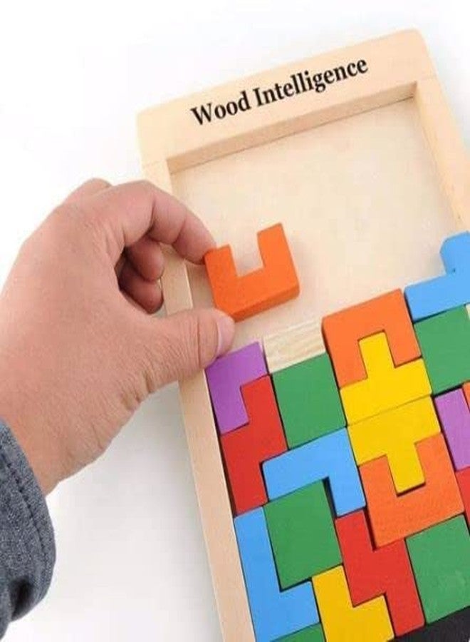 JRS TRADERS Wooden Puzzles Brain Teasers Toy Colorful Jigsaw Game Wood Montessori Intelligence STEM Educational Gift for Baby Toddlers Kids 3 4 5 6 7 Years Old Boys Girls 40 Pcs - Image 4
