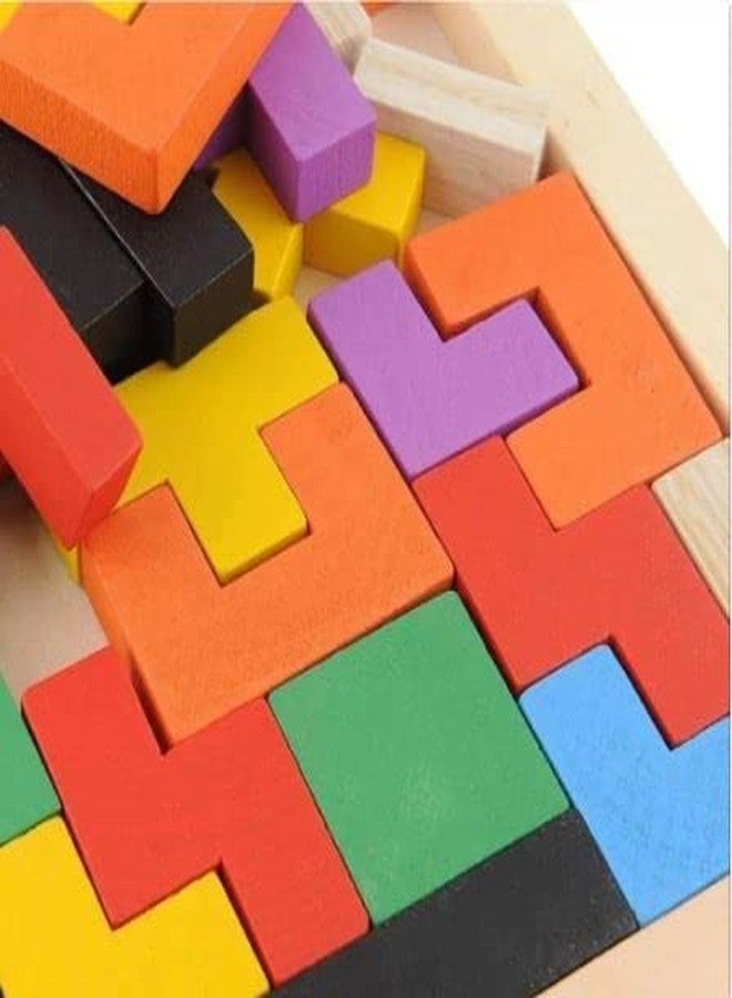 JRS TRADERS Wooden Puzzles Brain Teasers Toy Colorful Jigsaw Game Wood Montessori Intelligence STEM Educational Gift for Baby Toddlers Kids 3 4 5 6 7 Years Old Boys Girls 40 Pcs - Image 3