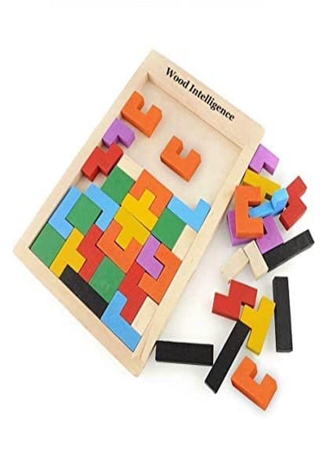 JRS TRADERS Wooden Puzzles Brain Teasers Toy Colorful Jigsaw Game Wood Montessori Intelligence STEM Educational Gift for Baby Toddlers Kids 3 4 5 6 7 Years Old Boys Girls 40 Pcs - Image 2
