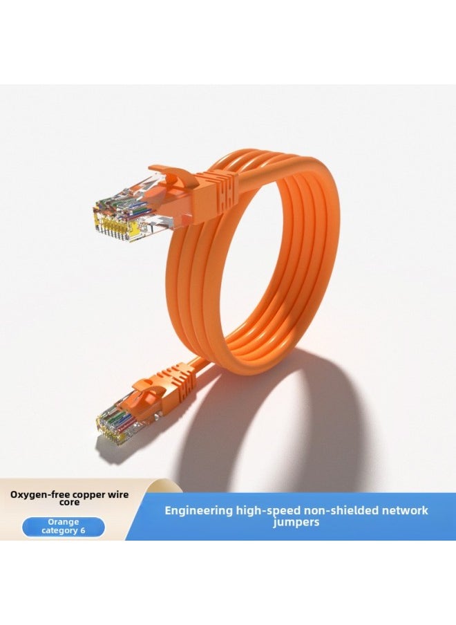 Generic Household Engineering FS/UTP Super Category 5 Or 6 Unshielded Jumper Network Connection Line Oxygen-Free Copper Network Cable Gigabit Computer-Color:Six Types Of Unshielded Jumper (orange) Oxygen-free Copper-Line Length:10 M  - Image 1