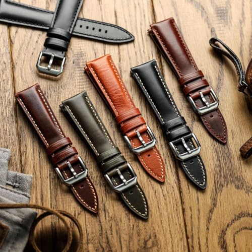 WatchGecko Tenby Classic Padded Genuine Leather QR Watch Strap [Black, 20mm] - Image 5