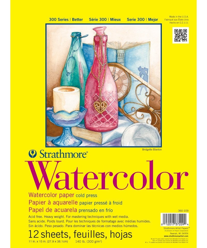 Strathmore 300 Series Watercolor Pad, 11"x15" Tape Bound, 12 Sheets - Image 1
