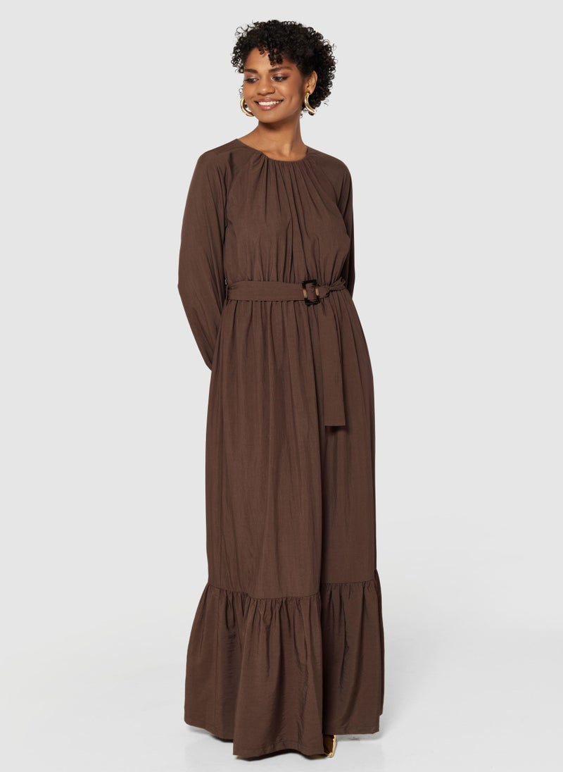 Closet London Belted Crew Neck Tiered Dress  - Image 3