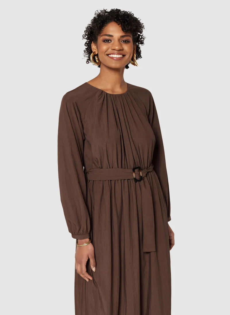 Closet London Belted Crew Neck Tiered Dress