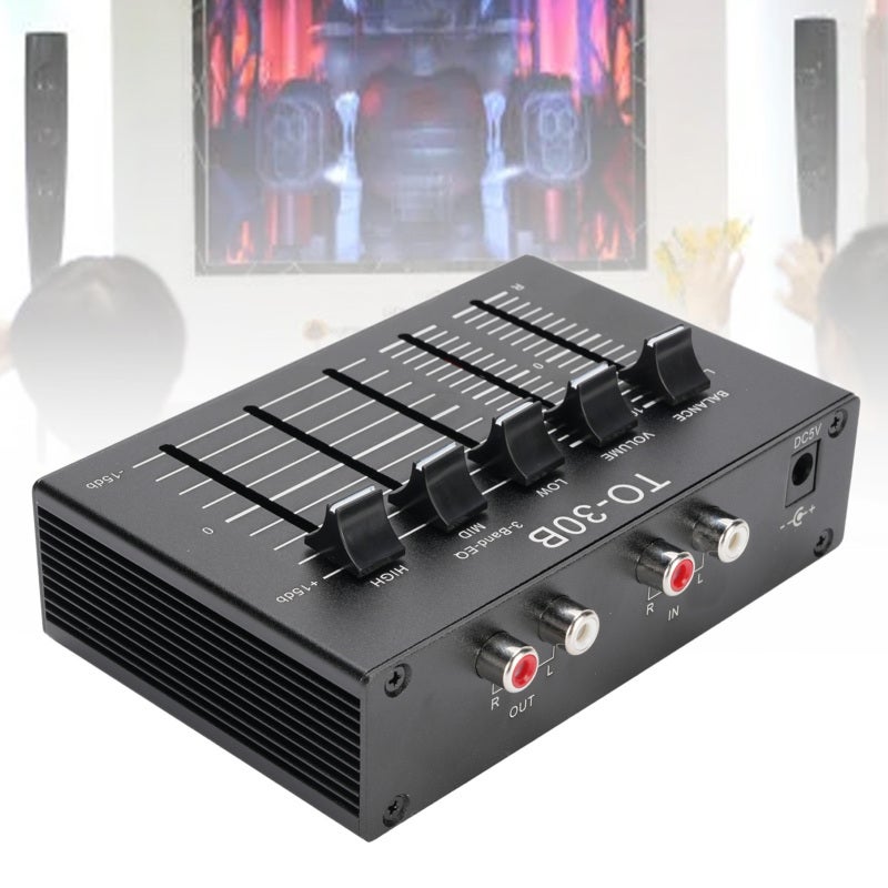 Phono Preamp 2 Channel Aluminum Alloy 3 Band Equalizer - TI NE5532 Low Noise Signal Processing Tone Adjustment for Record Player Home Car Audio Use - Image 4