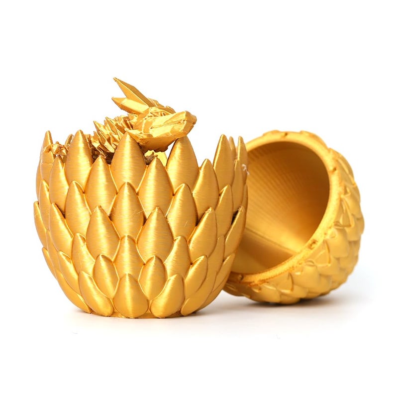 Flavery 3D Printed Dragon Egg - Gold - Easter Basket Stuffers, Unique Easter Prefilled Eggs with Toys, Flexible 12â€ Dragon Inside, Surprise Fidget Toy Gift for Kids, Teens & Adults, Easter Decor - Image 3