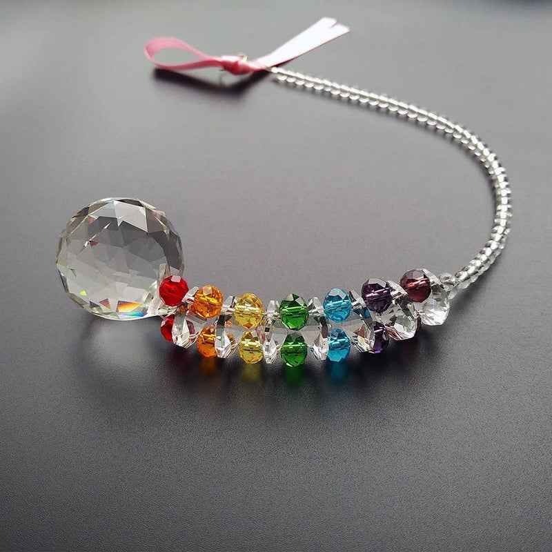 Light Wave Beautiful Sparkling Crystal Rainbow Sun-Catcher Ball Prism Pendant Hanging, Window, Garden, Balcony Hanging Ornament, Car Hanging (Model 15) - Image 3