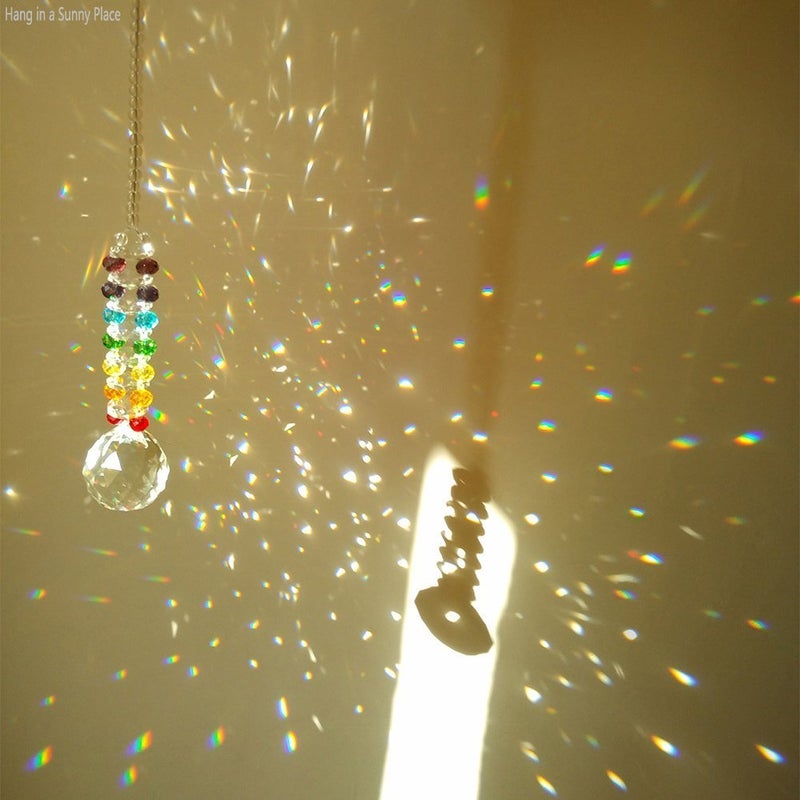 Light Wave Beautiful Sparkling Crystal Rainbow Sun-Catcher Ball Prism Pendant Hanging, Window, Garden, Balcony Hanging Ornament, Car Hanging (Model 15) - Image 2