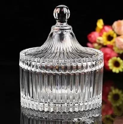 FOMQUAZLI Crystal Jar with Crystal Lid Suitable as A Candy Dish Cookie Tin Biscuit BarrelDecorative Candy Jar Sugar Bowl for Home Office 320ML - Image 1