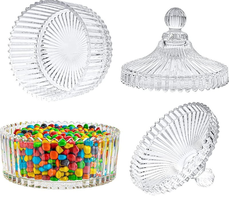 FOMQUAZLI Crystal Jar with Crystal Lid Suitable as A Candy Dish Cookie Tin Biscuit BarrelDecorative Candy Jar Sugar Bowl for Home Office 320ML - Image 2