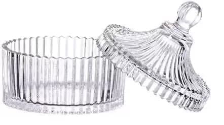 FOMQUAZLI Crystal Jar with Crystal Lid Suitable as A Candy Dish Cookie Tin Biscuit BarrelDecorative Candy Jar Sugar Bowl for Home Office 320ML - Image 3
