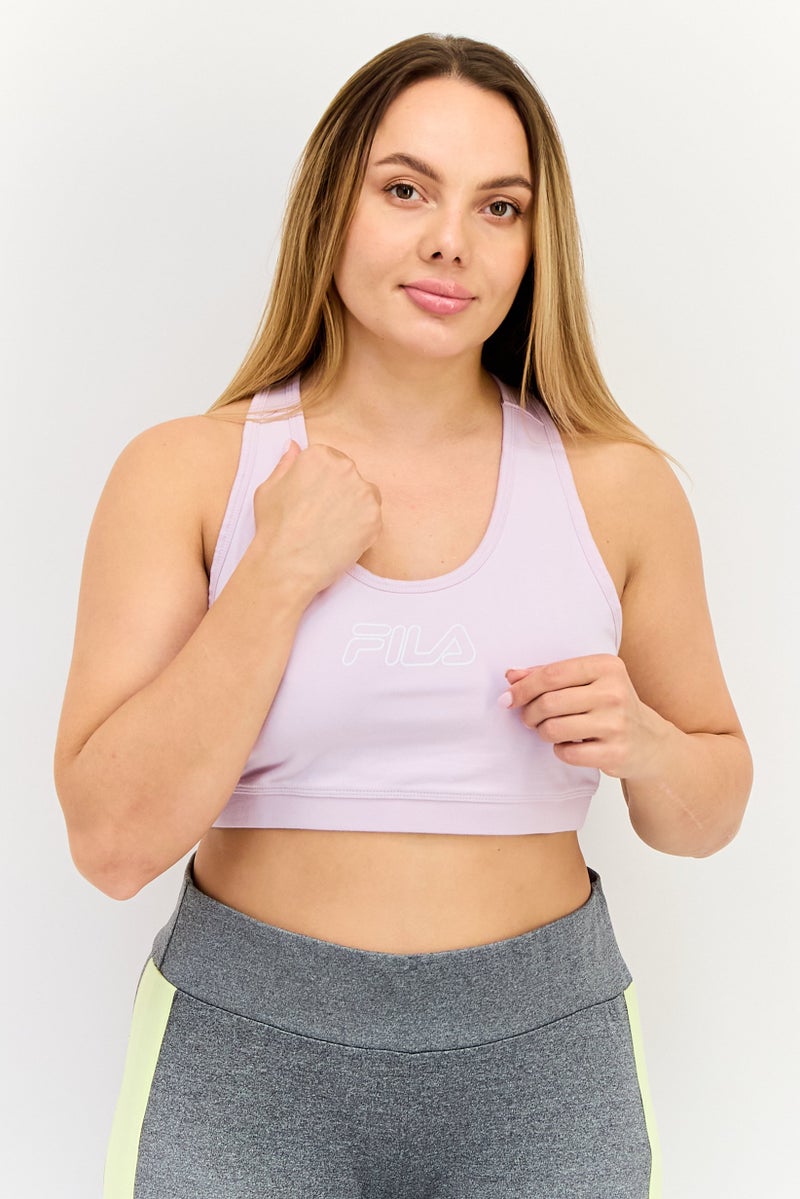 FILA Women Brand Logo Non Padded Sports Bra, Pink - Image 1